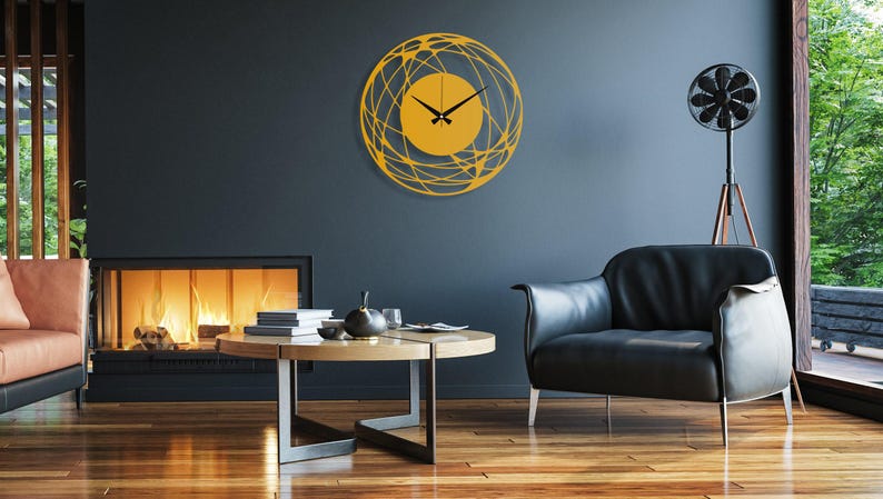 Minimalist Design Large Wall Clock, Modern Unique Wall Clock Art, Abstract Wall Clock, Home Decor Art, Oversize Metal Wall Clock, Wanduhr Gold