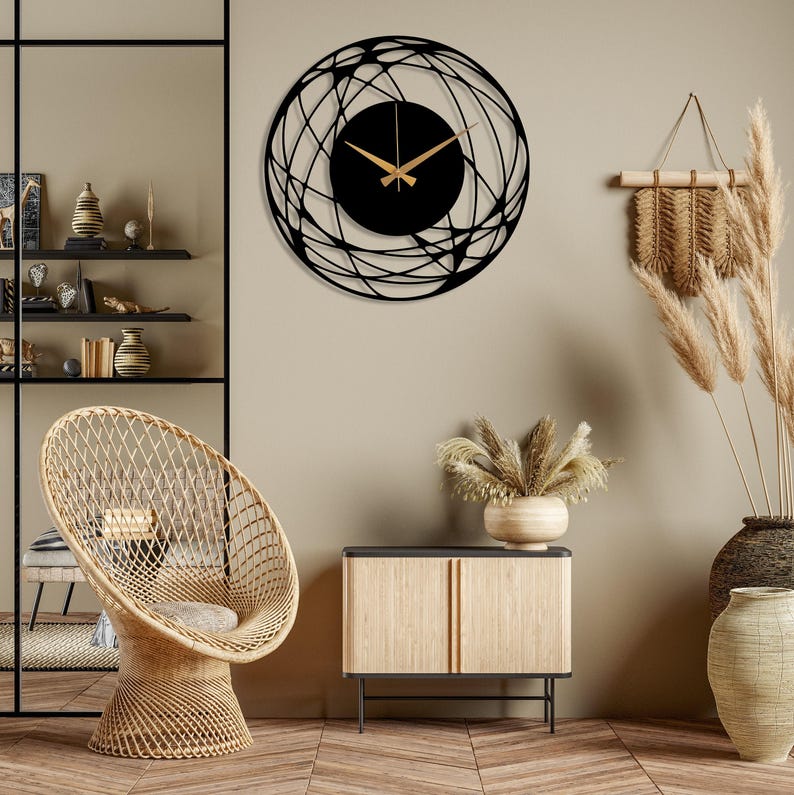 Minimalist Design Large Wall Clock, Modern Unique Wall Clock Art, Abstract Wall Clock, Home Decor Art, Oversize Metal Wall Clock, Wanduhr image 2