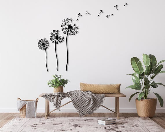 Dandelion Flower Metal Wall Decor, Dandelion Wall Art, Unique Home Decor, Livingroom Nature Decor, Patel Dandelion, Pusteblume Flying Seeds