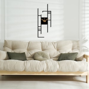 Moderne minimalistische wandklok, rechthoekige stille metalen wandklok kunst, extra grote klok, thuiscadeau, unieke kantoorwandklok, grote wandklokkunst afbeelding 6