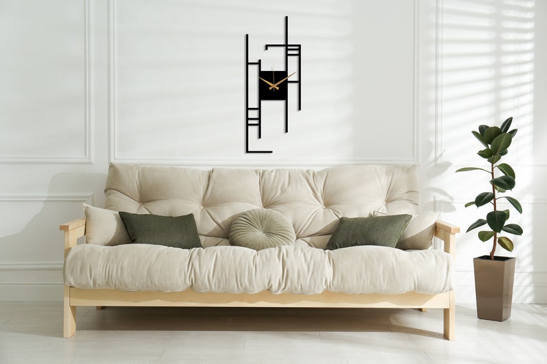 Moderne minimalistische wandklok, rechthoekige stille metalen wandklok kunst, extra grote klok, thuiscadeau, unieke kantoorwandklok, grote wandklokkunst afbeelding 6