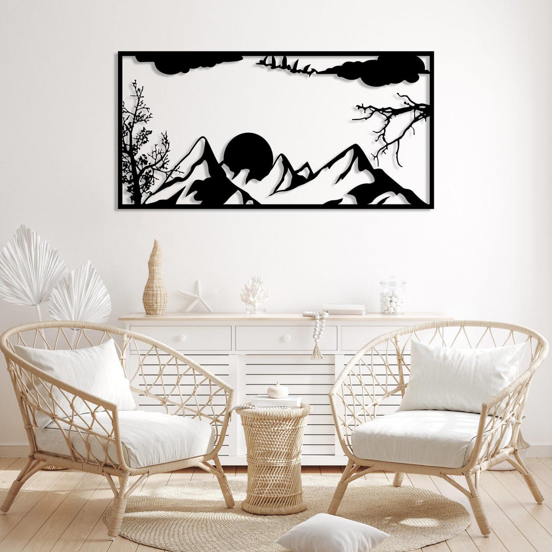 Metal Mountain Wall Art, Large Nature Scene Decor, Outdoor Decor ...