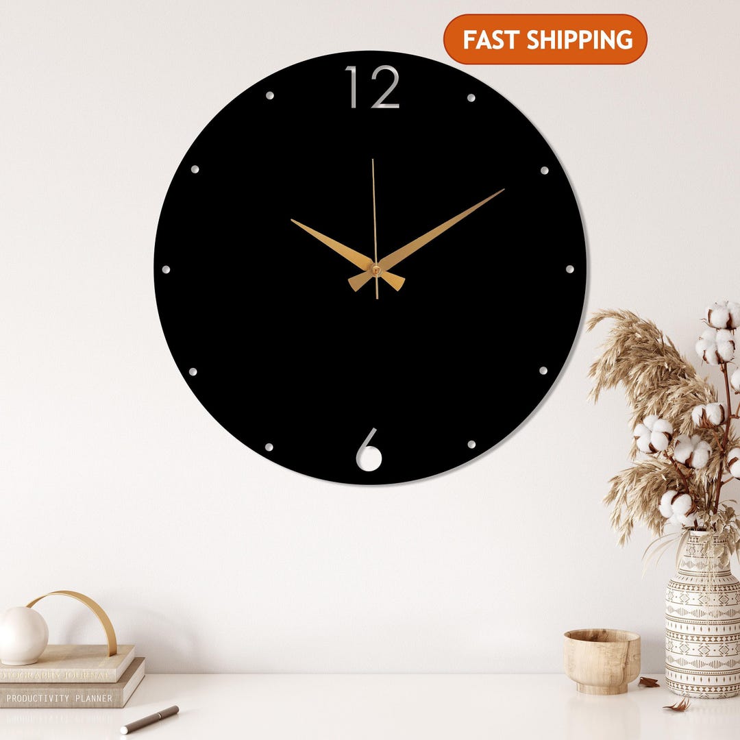 Metal Large Wall Clock, Minimalist Wall Clock, Modern Silent Clock Art ...