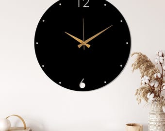Metal Large Wall Clock, Minimalist Wall Clock, Modern Silent Clock Art, Unique Home Decor, Black Oversize Clocks, Wanduhr, Horloge Murale