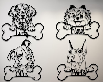 Custom Dog Name Sign, Personalized Metal Dog Name Wall Art, Custom Pet Name Decor, Dog Breed Sign, Dog House Address Sign, Dog Lover Gift