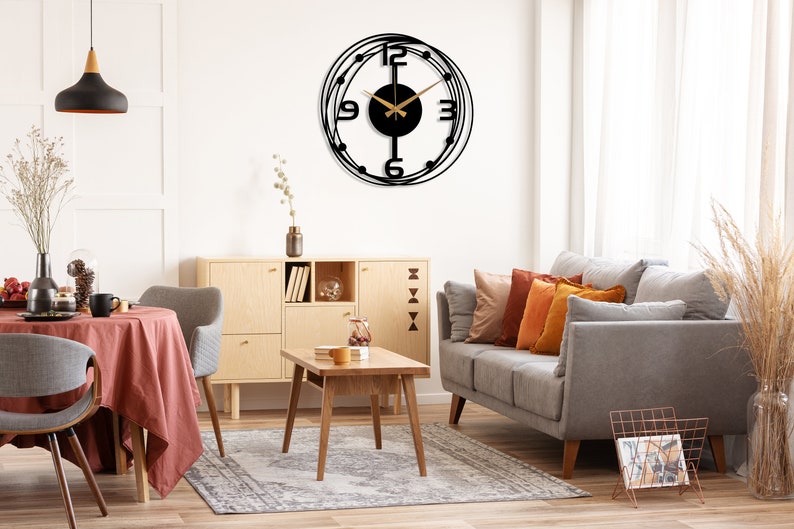 Black Large Metal Wall Clock, Modern Silent Wall Clock, Unique Design Home Decor, Minimalist Wall Clocks Art, Horloge Murale, Wanduhr, Gift image 5