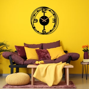 Black Large Metal Wall Clock, Modern Silent Wall Clock, Unique Design Home Decor, Minimalist Wall Clocks Art, Horloge Murale, Wanduhr, Gift image 4