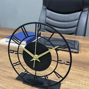 Metal Modern Tabletop Clock, Silent Clock, Desktop Metal Clock, Home Office Clock Art, Desk Clock, Housewarming Gift, Wanduhr, Shelf Decor image 5