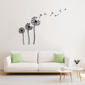 Decorazione murale in metallo a forma di fiore di tarassaco, arte murale con tarassaco, decorazione unica per la casa, decorazione naturale per il soggiorno, tarassaco Patel, semi volanti di Pusteblume immagine 3