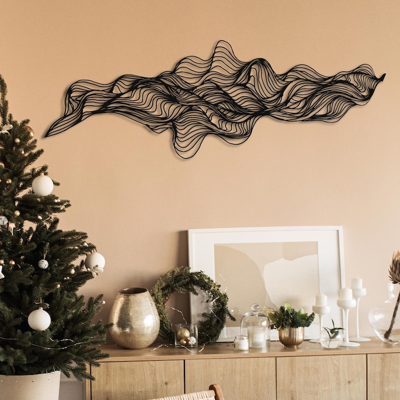 Minimalist Line Metal Wall Art, Living Room Wall Sculpture, Modern ...