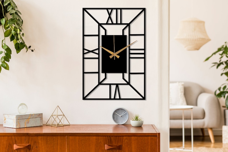 Rectangle Silent Metal Wall Clock Modern Minimalist Unique - Etsy