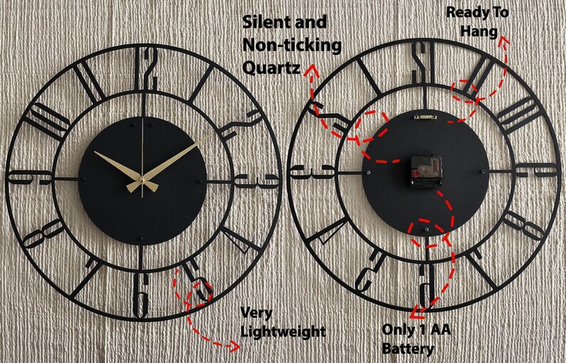 Black Fish Metal Clock, Art Wall Clock, Kitchen Wall Clock, Design Wall Clock, Minimalist Silent Clock, Horloge Murale,Clock for Living Room image 9