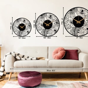 Poppy Flower Metal Wall Clock, Flower Art Design Wall Clock, Modern Minimalist Wall Clock,Silent Cute Wall Clock Gift,Large Livingroom Clock image 7
