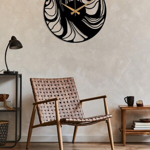 Abstract Metal Wall Clock, Mid-Century Contemporary Clock, Black Large Modern Wall Art, Minimalist Unique Home Decor, Wanduhr,Horloge Murale image 6