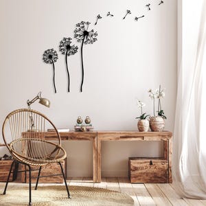 Decorazione murale in metallo a forma di fiore di tarassaco, arte murale con tarassaco, decorazione unica per la casa, decorazione naturale per il soggiorno, tarassaco Patel, semi volanti di Pusteblume immagine 2