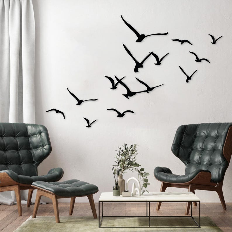 Flock of Birds Metal Wall Decor, Steel Bird Wall Decor, Boho Home Gift ...
