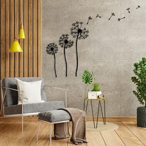 Decorazione murale in metallo a forma di fiore di tarassaco, arte murale con tarassaco, decorazione unica per la casa, decorazione naturale per il soggiorno, tarassaco Patel, semi volanti di Pusteblume immagine 7
