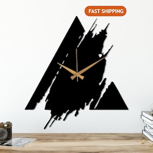 Modern Metal Wall Clock, Unique Design Silent Wall Clock, Minimalist Home Decor , Wanduhr, Large Wall Clock, Clock for Wall, Triangle Clock
