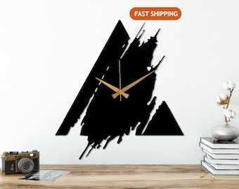 Modern Metal Wall Clock, Unique Design Silent Wall Clock, Minimalist Home Decor , Wanduhr, Large Wall Clock, Clock for Wall, Triangle Clock