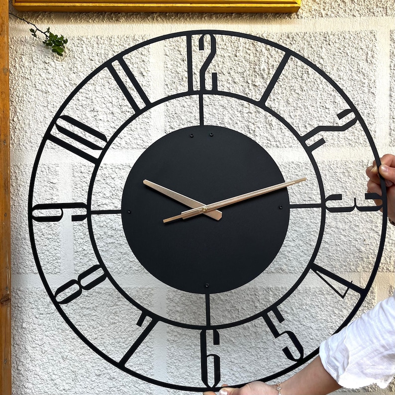 Latin Numerals Metal Wall Clock, Office Clock Gift, Large Wall Clock ...