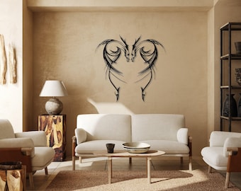 Dragon Metal Wall Decor, Mythologic Unique Tattoo Home Decor, Minimalist Dragon Line Art, Legendary Dragon Art, Man Cave Game Room Sign