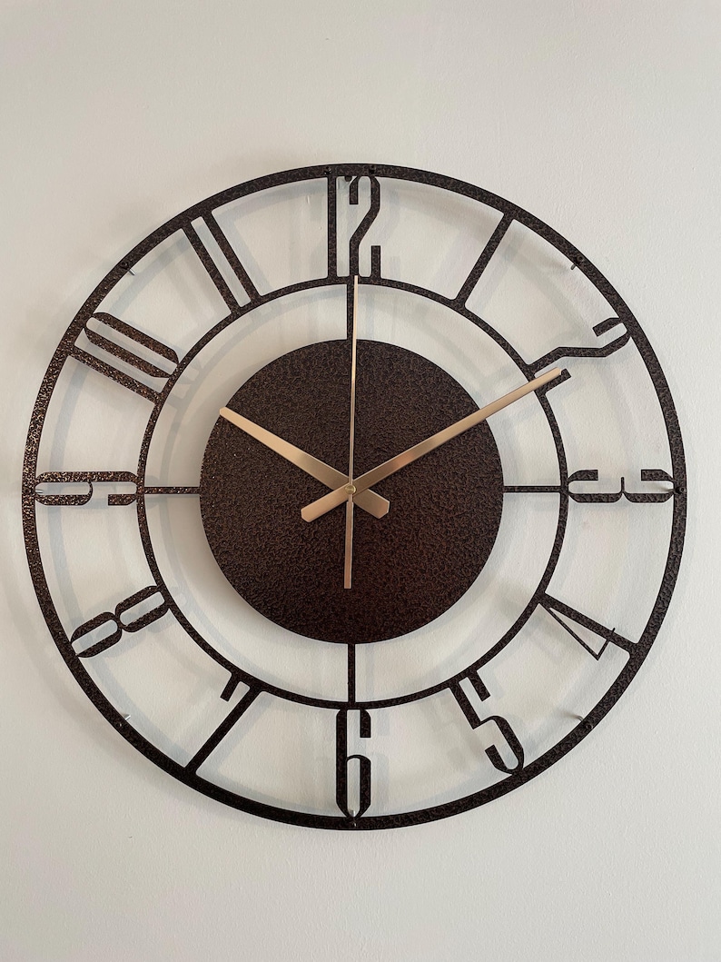 Hammered bronze metal wall clock