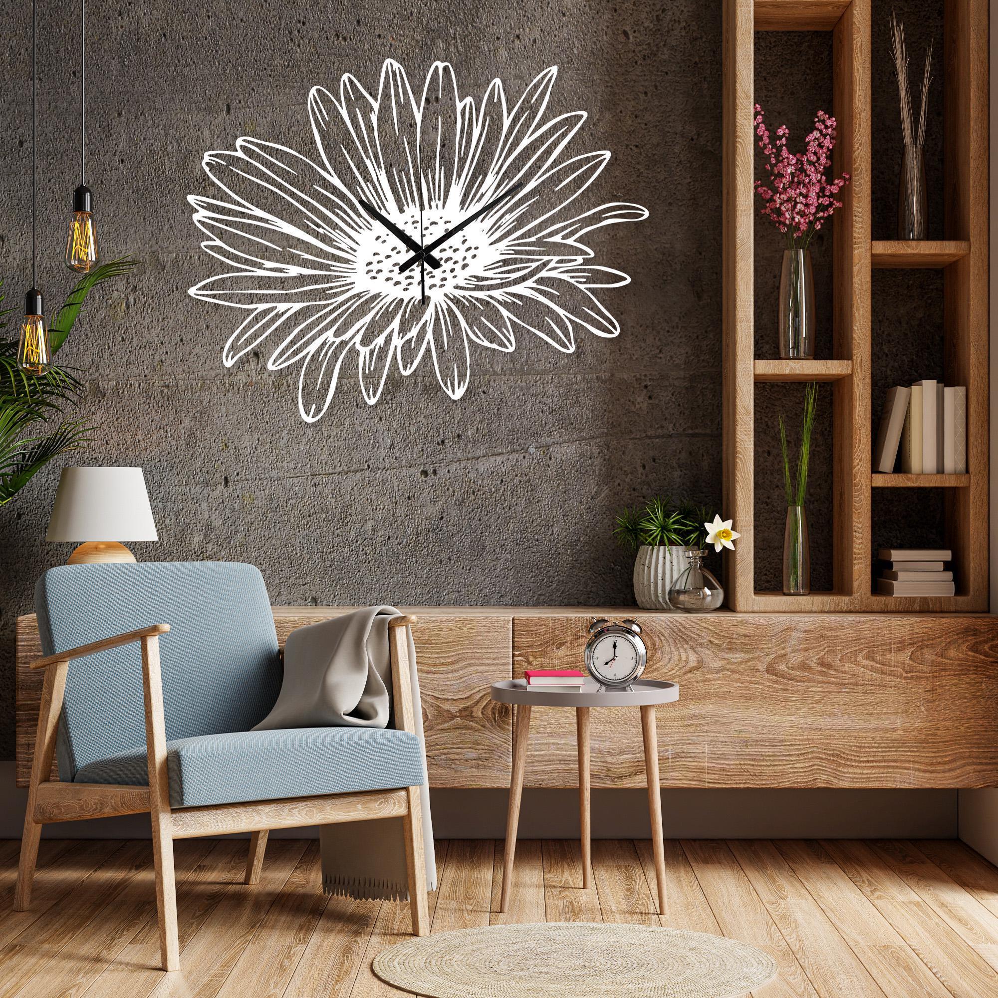 ひまわりの金属製壁掛け時計、ホームクロックギフト、ボヘミアンホーム