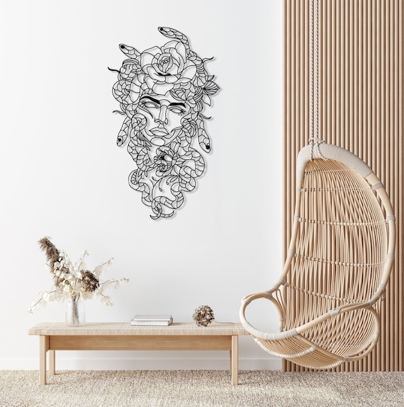 Medusa Metal Wall Art, Greek Mythology Medusa Head Decor,Mythical Wall Art,Living Room Interior Design,Large Size Wall Art,Unique Home Decor