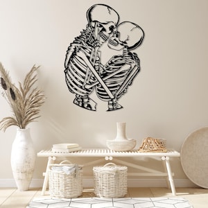 Couple Skeleton Metal Wall Art, Skeleton Lovers Wall Decor, Soulmate Forever Lover Art, Unique Home Decor, Gothic Decor, Skull Hanging, Gift