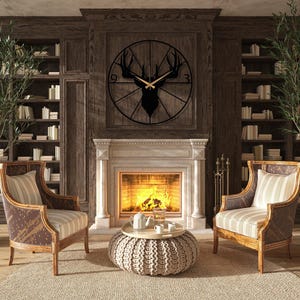 Metal Deer Wall Clock, Deer Head Wall Clock, Farmhouse Wall Clock, Mid-century Oversize Wall Clock, Outdoor Metal Wall Clock, Horloge Murale image 6