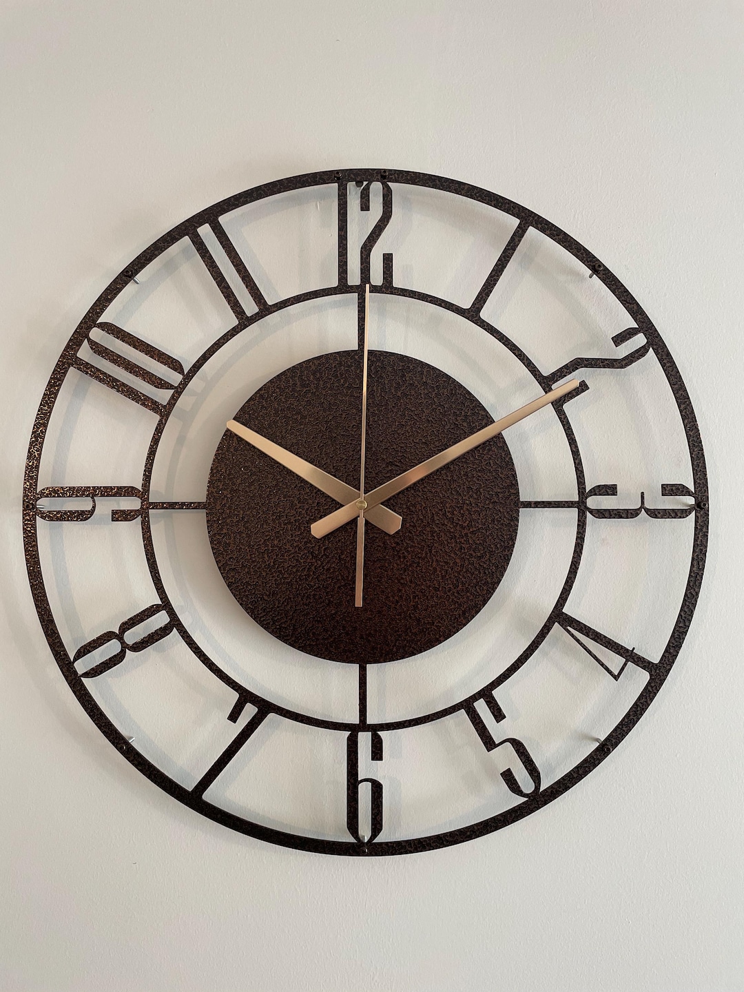 Melrose International Bronze Metal Wall Clock with Suspended Stand 15
