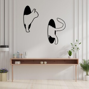 Cat Decors Metal Wall Art, Metal Cat Line Art, Cat Lovers Gift, Cat Metal Sign, Cat Wall Decor, Pet Lover Gift, Animal Decor,Minimal Cat Art Black