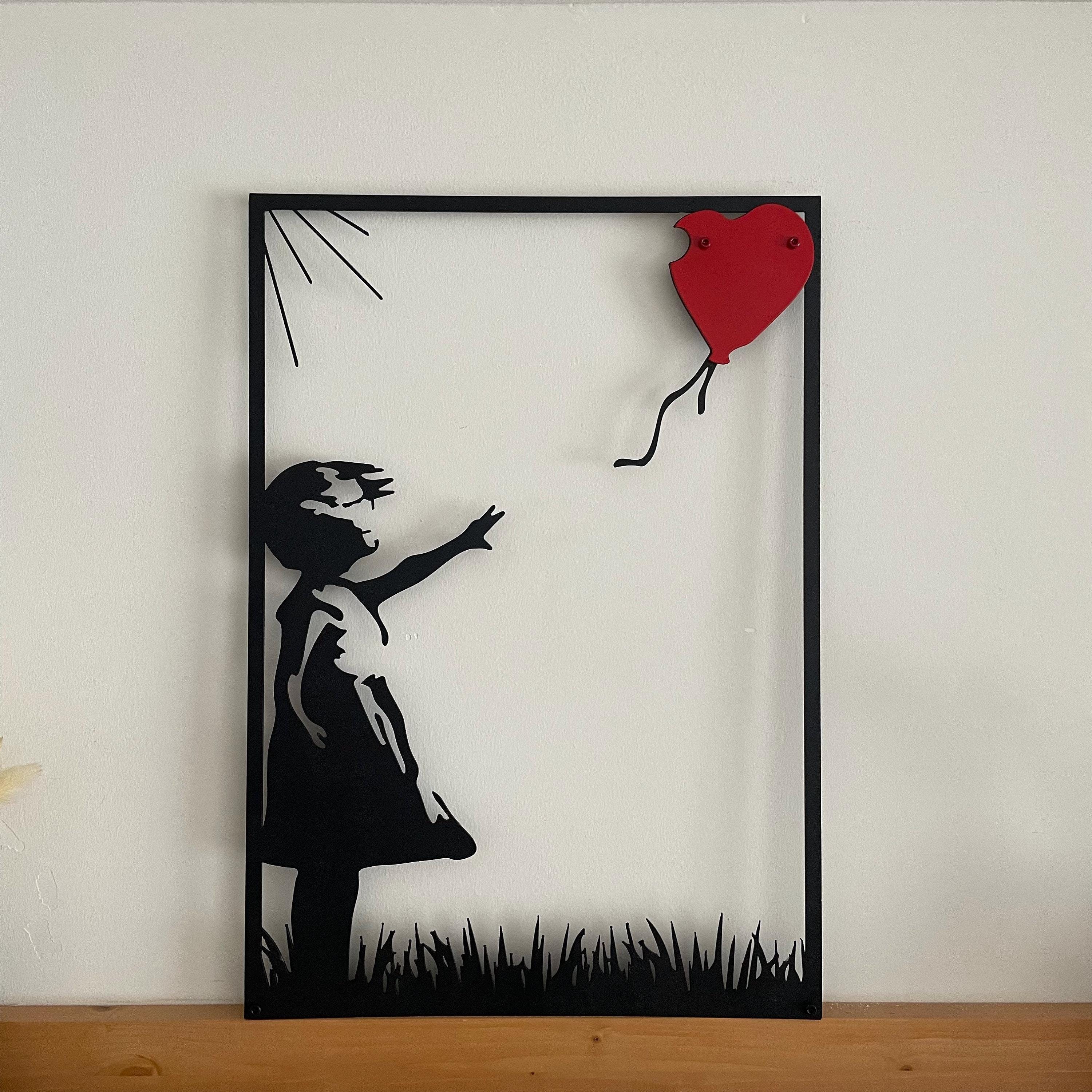 BANKSY バルーンガール メタルウォールアート、バルーンを持った