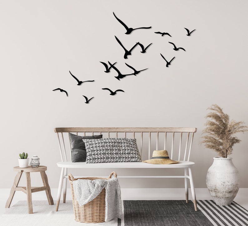 Flock of Birds Metal Wall Art, Steel Birds Wall Decor, Unique Home Decor,Birds Sign,Living Room Wall Art,Beach House Decor,Housewarming Gift image 4