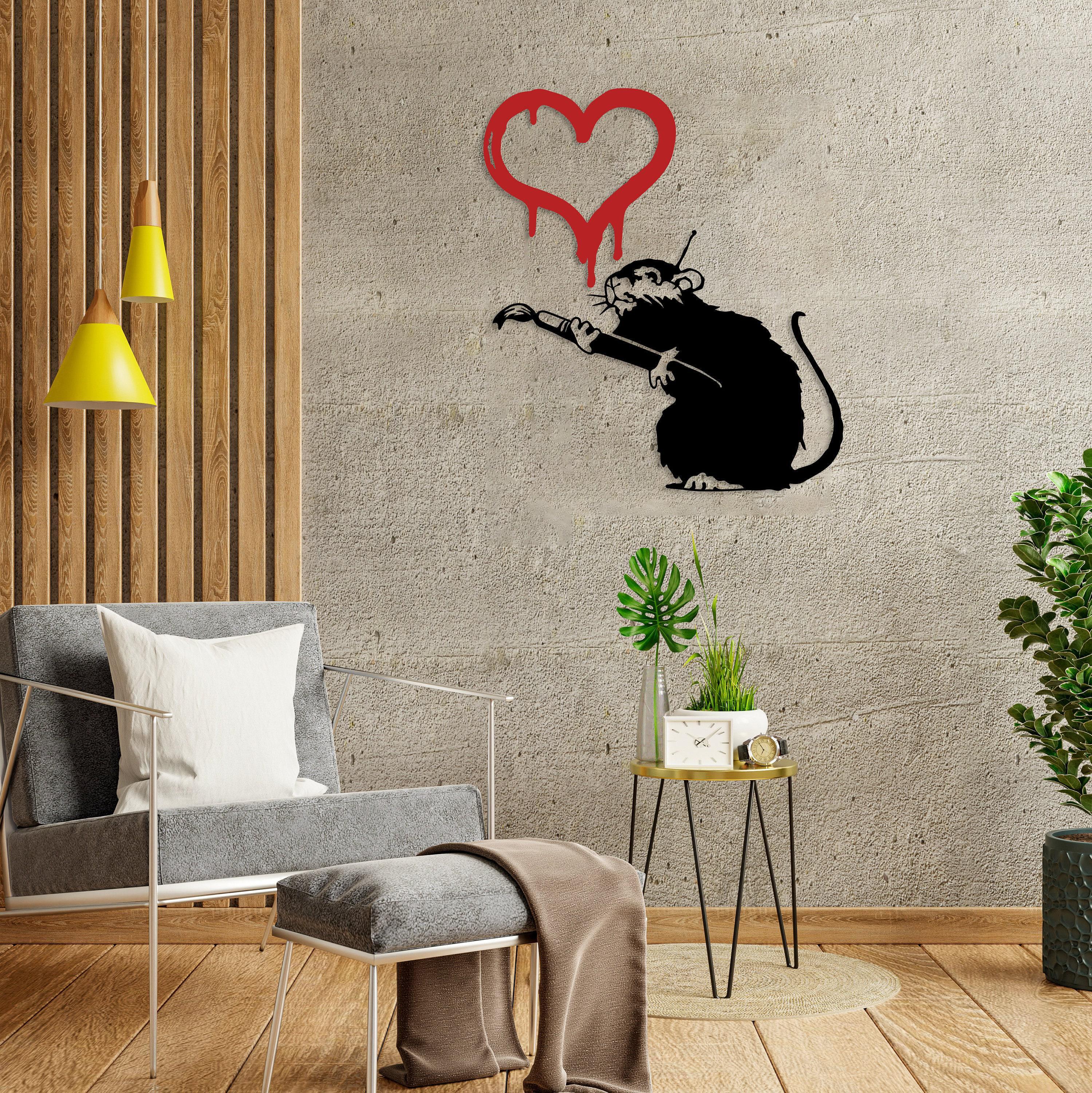 Banksy Love Rat Metal Wall Art,banksy Street Wall Art,art Lover