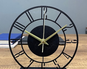 Metal Modern Tabletop Clock, Silent Clock, Desktop Metal Clock, Home Office Clock Art, Desk Clock, Housewarming Gift, Wanduhr, Shelf Decor
