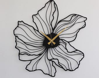 Ginkgo Flower Metal Wall Clock, Ginkgo Leaves Clock, Floral Design Wall Clock, Large Silent Wall Clock, Modern Clock, Leaf Design Wall Clock