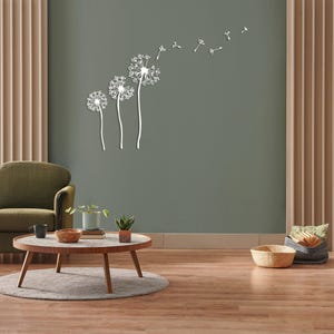 Decorazione murale in metallo a forma di fiore di tarassaco, arte murale con tarassaco, decorazione unica per la casa, decorazione naturale per il soggiorno, tarassaco Patel, semi volanti di Pusteblume White