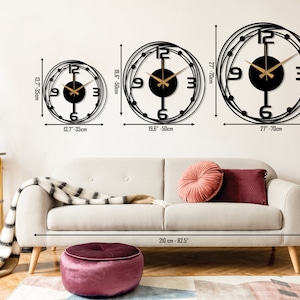 Black Large Metal Wall Clock, Modern Silent Wall Clock, Unique Design Home Decor, Minimalist Wall Clocks Art, Horloge Murale, Wanduhr, Gift image 7