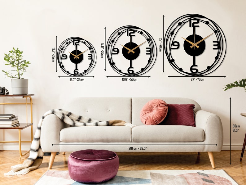 Black Large Metal Wall Clock, Modern Silent Wall Clock, Unique Design Home Decor, Minimalist Wall Clocks Art, Horloge Murale, Wanduhr, Gift image 7