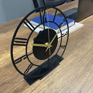 Metal Modern Tabletop Clock, Silent Clock, Desktop Metal Clock, Home Office Clock Art, Desk Clock, Housewarming Gift, Wanduhr, Shelf Decor image 6