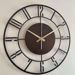 Silent ticking bronze wall clock