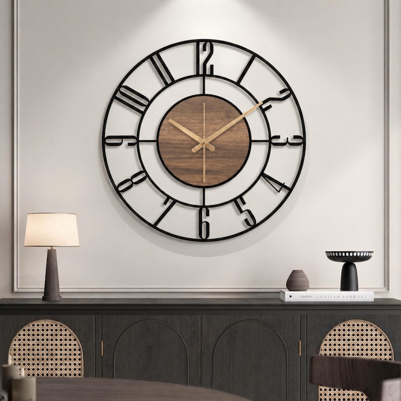 Metal wood clock