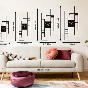 Moderne minimalistische wandklok, rechthoekige stille metalen wandklok kunst, extra grote klok, thuiscadeau, unieke kantoorwandklok, grote wandklokkunst afbeelding 8