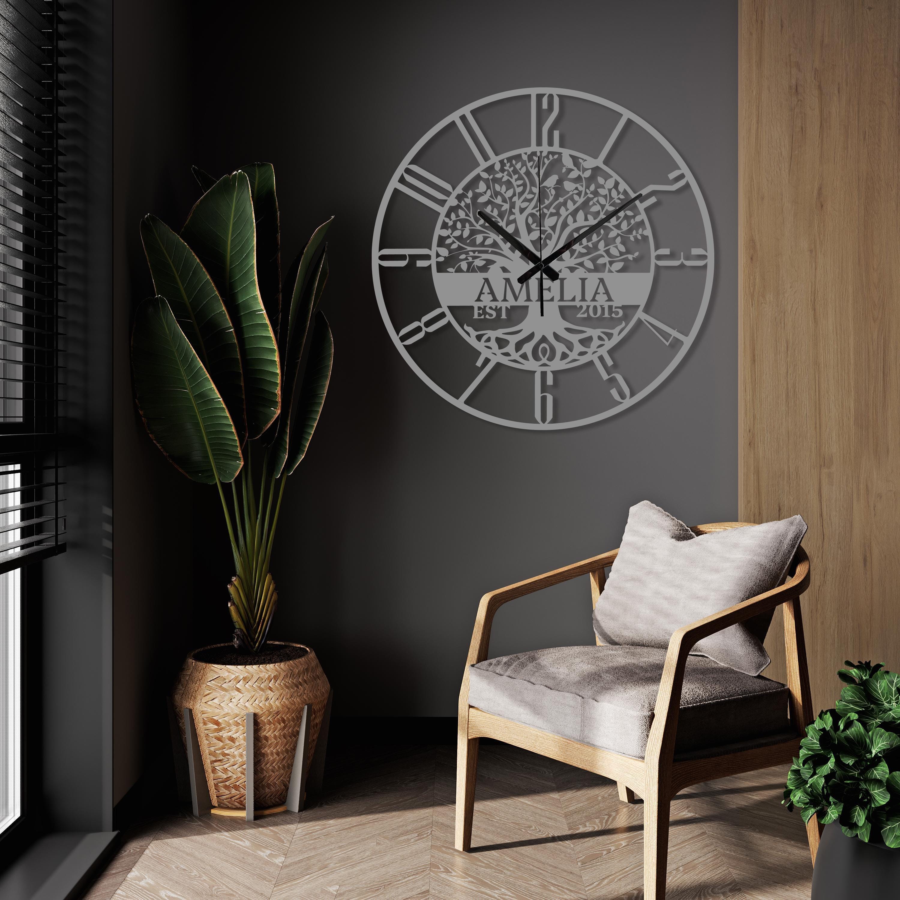 Personalized Metal Clock Sign - Custom Family Name Wall Clock | Black, Gold, Or Silver | Housewarming Gift & Decor