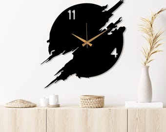 Black Metal Large Wall Clock, Modern Design Silent Wall Clock, Unique Minimalist Industrial Wall Clock,Home Decor Art,Wanduhr,Horloge Murale