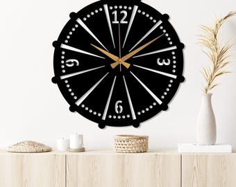 Black Metal Large Wall Clock, Unique Design Wall Clock, Modern Industrial Wall Clock Art, Retro Silent Wall Clock, Oversize Clock for Wall