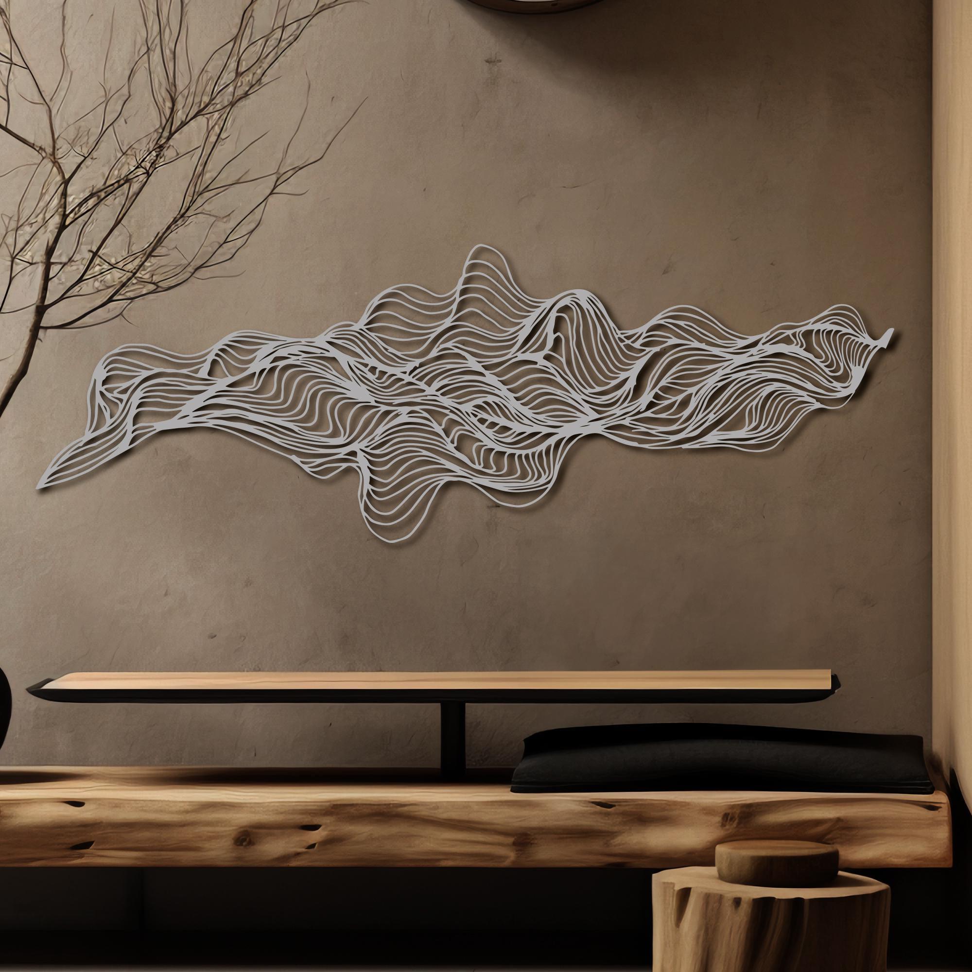 Minimalist Line Metal Wall Art, Living Room Wall Sculpture, Modern ...