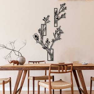 Metal Tree Wall Decor Set of 2, Metal Tree Wall Hanging Art, Flower Tree Sign Home Decor, Floral Boho Bedroom Decor, Tree Housewarming Gift
