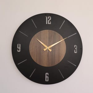 Unique Metal Wooden Wall Clock, Modern Wall Clock, Interior Decor Clock, Minimalist Boho Home Clock, Clock Lover Gift, Office Wall Clock